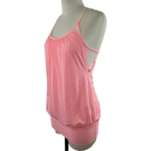 Lululemon Pink White No Limits Stripe Tank w/ Built In Sports Bra Yoga Size 4 - Picture 1 of 7