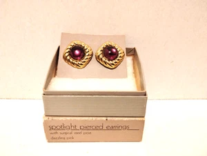 Pendientes perforados vintage 1986 Avon Spotlight - rosa deslumbrante - Imagen 1 de 5
