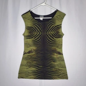 Top sin mangas Dots Y2K para mujer grande verde abstracto cebra elástico cuello redondo - Imagen 1 de 7