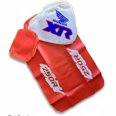 Cubierta de asiento + cubierta del tanque + bolsa de guardabarros trasero - naranja y azul | para Honda XR250R XR Foto 1 de 4