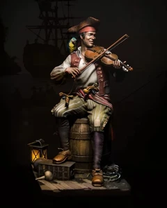 Modellino in resina violinista pirata scala 1/24 kit - compagno pappagallo figura non dipinta - Foto 1 di 5