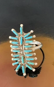 ZUNI ARLENE QUAM RING STERLINGSILBER NADELSPITZE TÜRKIS VINTAGE GRÖSSE 6 - Bild 1 von 14