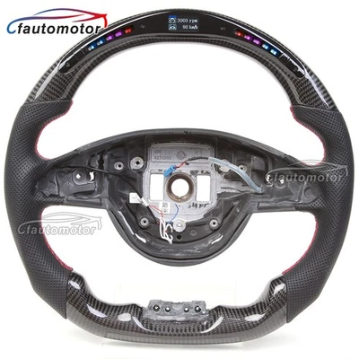 Volante LED de fibra de carbono real para Mercedes AMG CLA 45 W205 paleta cuadrada Foto 1 de 4