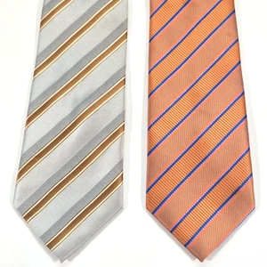 BRIONI CORBATA DIAGONAL RAYA 100% SEDA 3.5" LOTE DE 2 PIEZAS HECHO EN ITALIA DISEÑO DE LUJO - Imagen 1 de 13