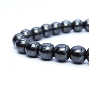 Hemetite Beaded Stretch Bracelet - Hemetite 8mm Black Beads Bracelet - Hemetite - Picture 1 of 5