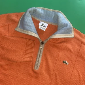 Lacoste maglione uomo arancione felpa maniche lunghe taglia 5 1/4 zip finto colletto - Foto 1 di 6