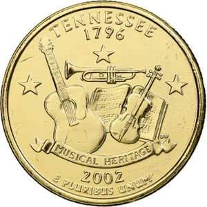 [#375879] United States, Quarter, Tennessee, 2002, U.S. Mint, golden, Copper-Nic - Picture 1 of 2