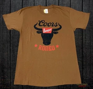 New Coors Rodeo Bull Horns Banquet Beer 1873 Classic Men's White Vintage T-Shirt - Picture 1 of 2