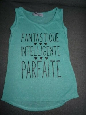 T-shirt débardeur turquoise sans manches inscription LPC GIRLS Taille 6 ans - Photo 1/3