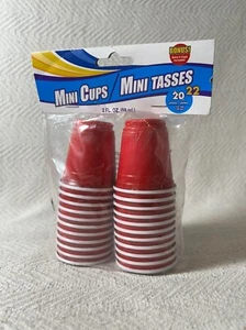 22ct Mini Red Cups 2oz Plastic Disposable Shot Glasses - New - Picture 1 of 7