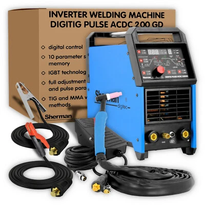 Sherman DIGIWIG PULSE AC/DC Schweißgerät IGBT 200amp 230V + Fußpedal - set nr.7 - Bild 1 von 4
