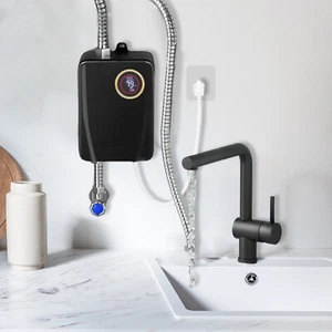 Elektrischer Warmwasserbereiter 3500W Schwarz Warmwasser-Durchlauferhitzer 220V - Bild 1 von 16