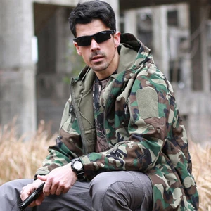 Men Camouflage Outdoor Hunting Coat German Camo Tactical Mountaineering Suit - Picture 1 of 10
