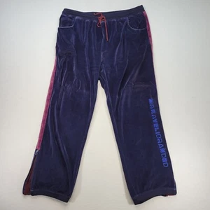 VTG Makaveli Track Pants Mens 3XL Blue Velour Sweat Pants Tupac 2Pac Rap 90s - Picture 1 of 14