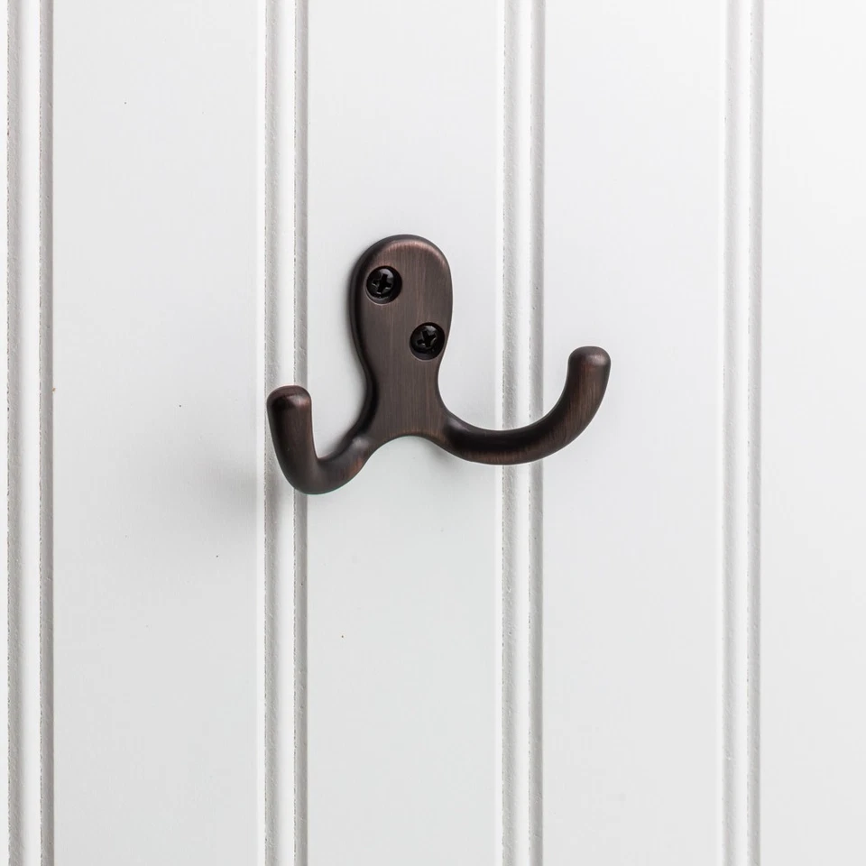 Sombrero de montaje en pared doble gancho para bata de baño toallero bronce frotado con aceite Foto 1 de 1