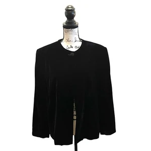 Talbots Velvet Blazer Jacket Black Size 14 NWOT Formal 1 button open front - Picture 1 of 10