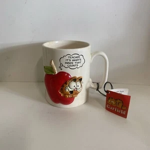 Garfield Teacher Mug Apple Inside That Counts New Old Stock - Picture 1 of 7