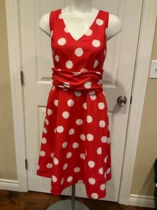 Boden Red & White Sleeveless Polka Dot Dress, Size 2 (US) 6 (UK) - Picture 1 of 9