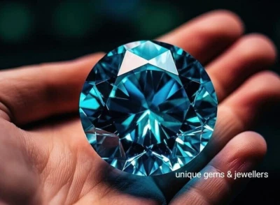 10 Ct Fancy Blue Round Cut VVS1 Diamond Premium Quality Loose Gemstone 1+ Gift - Image 1 of 4