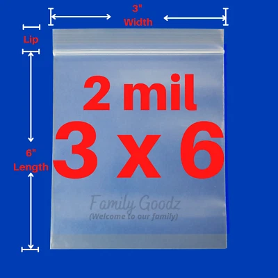 3"x6" Clear Resealable Plastic Zip Seal Lock Baggie 2 Mil Jewelry Bag, Parts Bag - Image 1 of 4