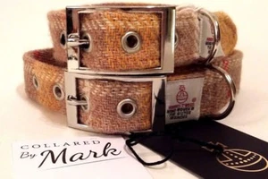 Senf Kariertes HARRIS TWEED Hundehalsband und Leine Set verschiedene Größen - Bild 1 von 8
