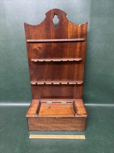 Fine Antique English/ European Maohgany Spoon Rack with Cutlery Box - Picture 1 of 15