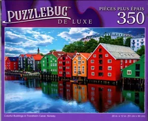 Colorful Building in Trondheim Canal, Norway - 350 Pieces Deluxe Jigsaw Puzzle - Picture 1 of 1