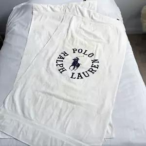 2 Ralph Lauren RL Polo Club Beach Towels 36" x 68" Blue White Pony Vintage USA - Picture 1 of 10