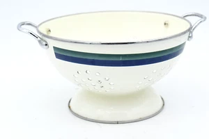 Pfaltzgraff Metal Enamel Colander Strainer Stripe Berries Salad Lettuce Veg Wash - Picture 1 of 7