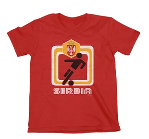 T-shirt calcio SERBIA qualità RETRO giocatore distintivo uomo donna bambini bandiera serbi - Foto 1 di 4