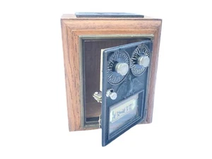 Post Office Box Lockdoor Oak Bank Double Dial Eagle - Picture 1 of 8