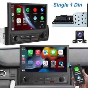 Single Din Andriod 12 Car GPS Radio Wireless Apple CarPlay Bluetooth Stereo +Cam - Picture 1 of 14