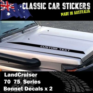 CUSTOM TEXT for Toyota LandCruiser 70 75 SERIES hood bonnet decal sticker - Picture 1 of 6