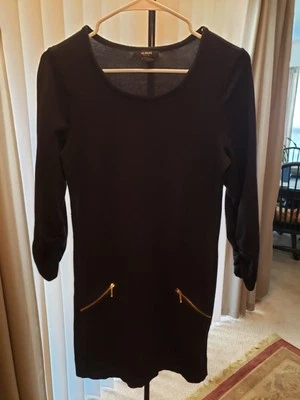 ALFANI PETITE, Size S, Black Long Sleeve Mini Dress with Zipper Pockets - Image 1 of 4