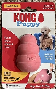 KONG Puppy Small Rubber Teething Dog Treat Dispenser Chew Toy Pink Up to 20lbs - Picture 1 of 4