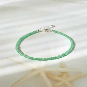 Green Aventurine Beaded Faceted Gemstone Anklet Healing Dainty Women Anklet Gift - Picture 1 of 5