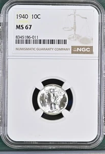 1940 Mercury Dime NGC MS-67 - Picture 1 of 2