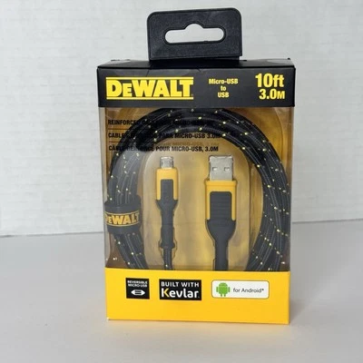 DeWALT 10” Reinforced Phone Charging Cable Micro-USB-Android Devices - NEW - Image 1 of 4