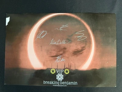 Breaking Benjamin – Signed VIP Poster – Full Band Autographs – Rare – SEE DAMAGE - Image 1 of 4