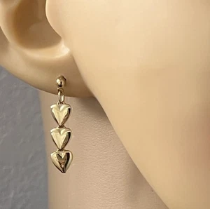 Orecchini pendenti vintage anni 90 Rommanel placcati oro su ottone tre cuori - Foto 1 di 13