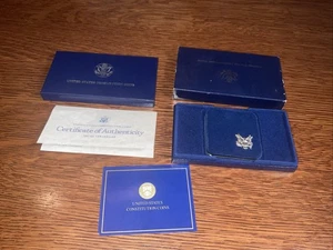 1987 S US Mint Constitution Proof Silver Dollar Commemorative $1 Coin Box + COA - Picture 1 of 9