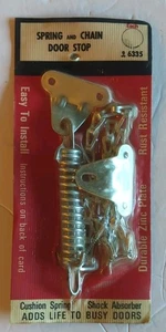 Sears & Roebuck Spring & Chain Door Stop 15" Zinc Plated #96335 New/Vintage - Picture 1 of 2