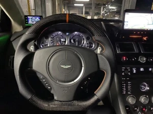 Real carbon flat bottom steering wheel Aston Martin 07~ Vantage DB9 Core exchang - Picture 1 of 14