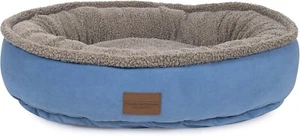 Dog Comfy Cup Pet Bed Faux Suede Round Washable Cover Medium 36 in Blue - Picture 1 of 7