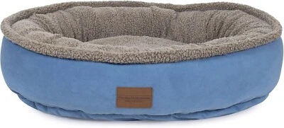 Dog Comfy Cup Pet Bed Faux Suede Round Washable Cover Medium 36 in Blue - Image 1 of 4