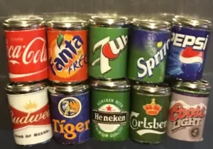 3D Mini Food Drinks Soda Beer Cans Fridge Magnets Lot 👻🧲 10pc - Picture 1 of 12