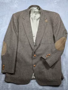 Stewart County Blazer Mens 48L Brown Wool Academia Elbow Patch Acorn Button - Picture 1 of 16