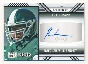 RAEQUAN WILLIAMS 2020 SAGE HIT ROOKIE PREMIER DRAFT #A38 AUTO AUTOGRAPH MINT - Picture 1 of 2
