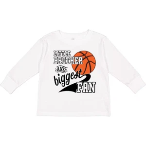 Inktastic Little Brother And Biggest Fan- Basketball Toddler Long Sleeve T-Shirt - Picture 1 of 6