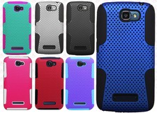 For Alcatel OneTouch Pop Icon MESH Hybrid Silicone Rubber Skin Protector Case
